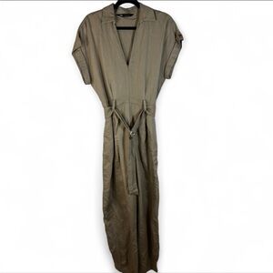 Zara Viscose Blend Belted Waist Jumpsuit